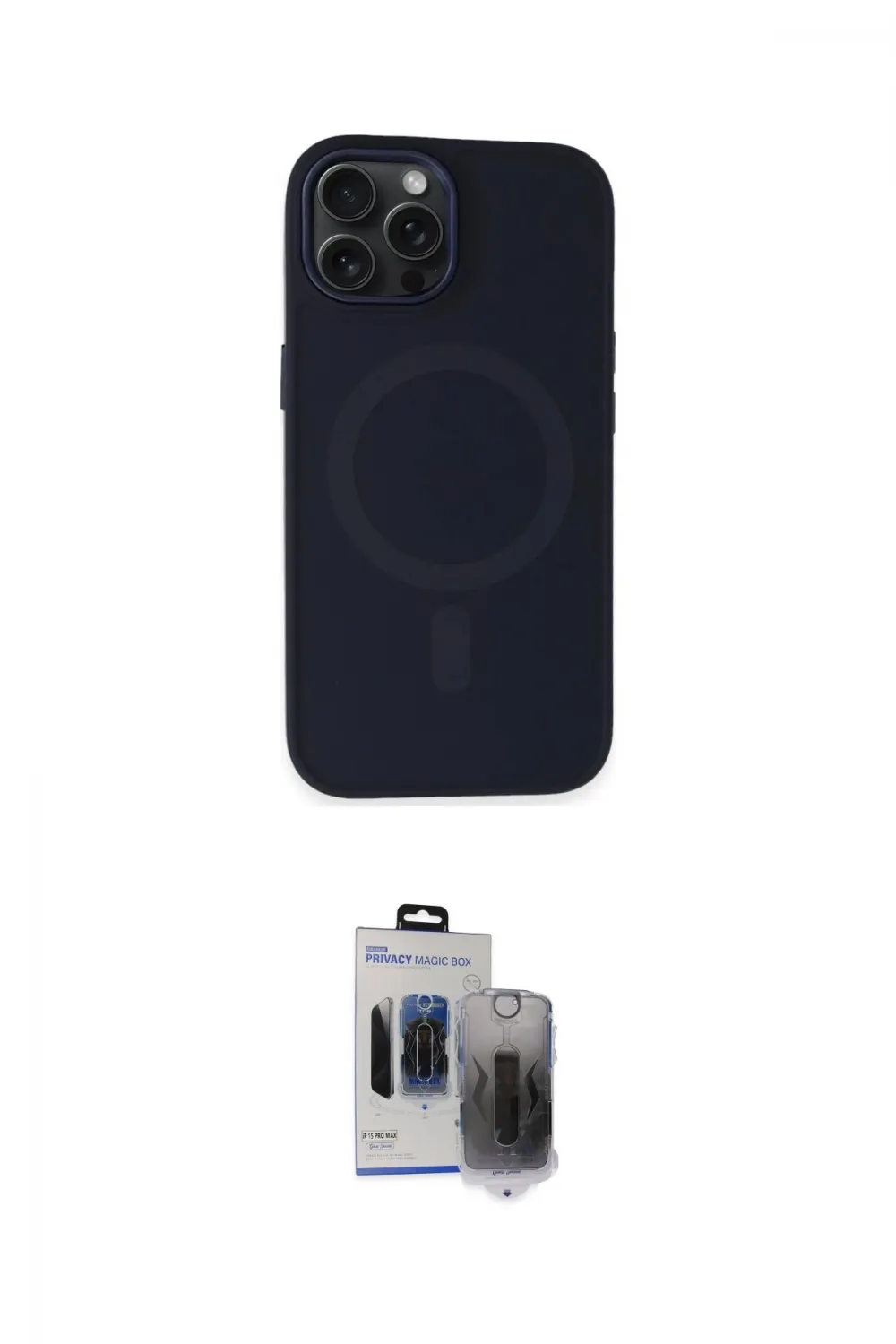 ieg™ iPhone 15 Pro Max Kılıf Kutup Serisi - Siyah Vanessa Magic Hayalet Cam