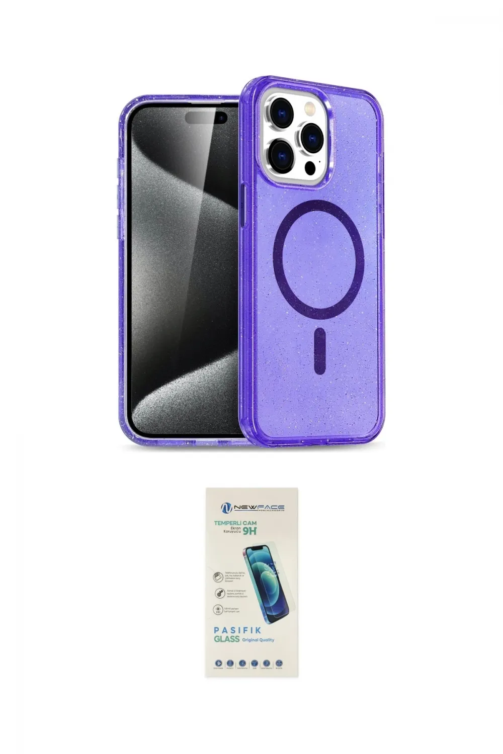 ieg™ iPhone 15 Pro Max Kılıf Nova Asil Prime - Şeffaf Pasifik Cam Ekran Koruyucu