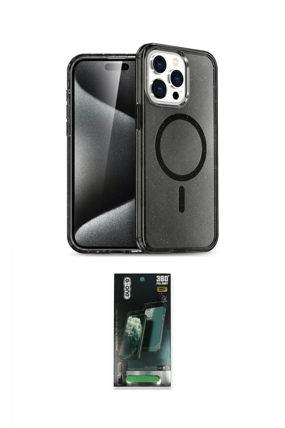 ieg™ iPhone 15 Pro Max Kılıf Nova Asil Prime - Siyah 360 Mat Full Body Arka Koruyucu