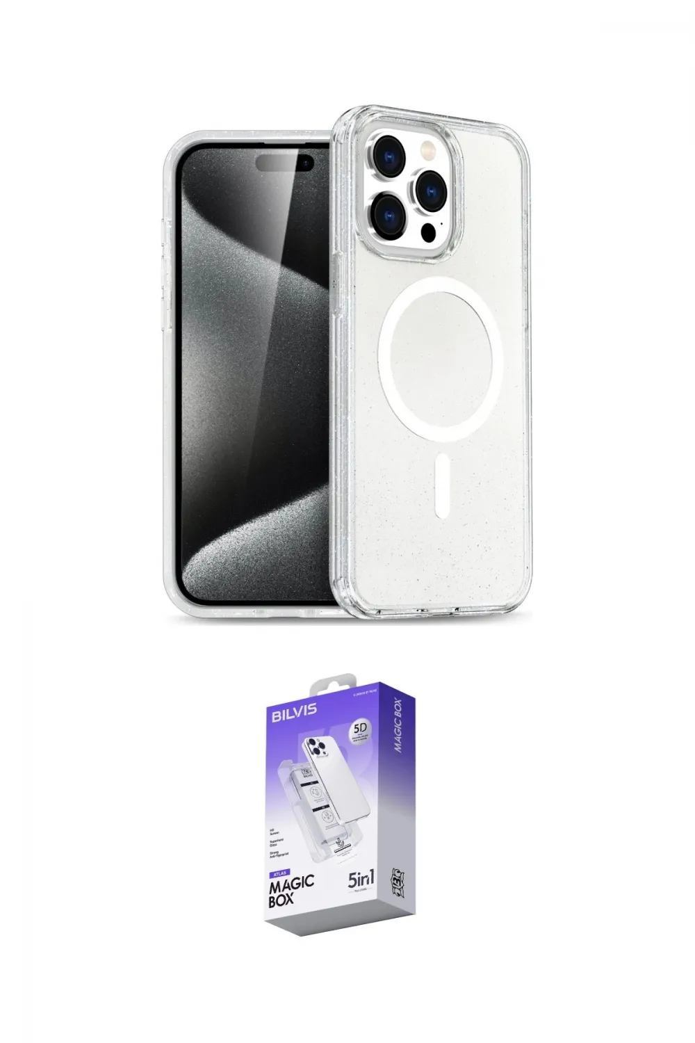 ieg™ iPhone 15 Pro Max Kılıf Nova Asil Prime - Siyah Bilvis 5in1 3D Magic Cam Ekran Koruyucu