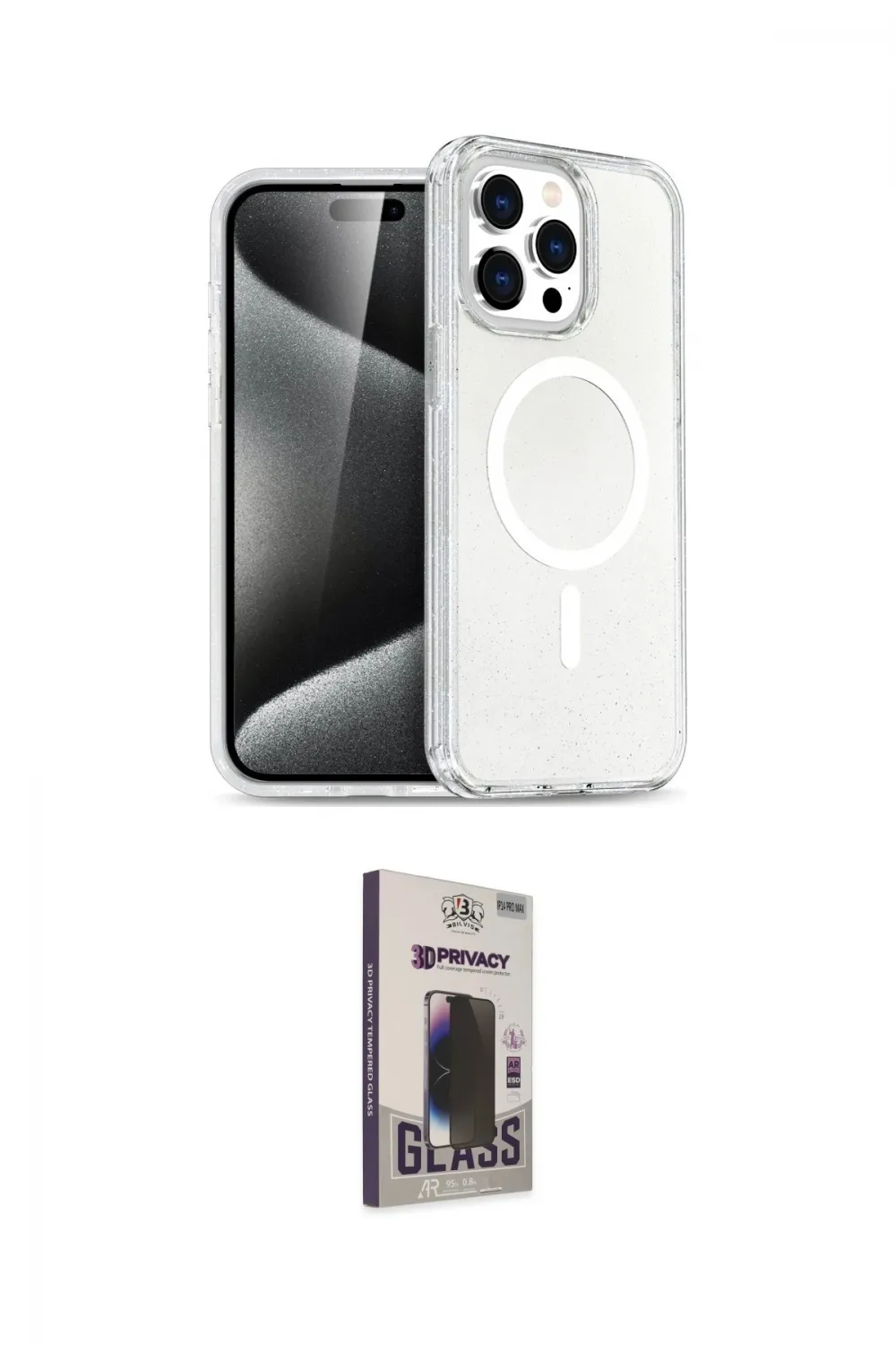 ieg™ iPhone 15 Pro Max Kılıf Nova Asil Prime - Siyah Bilvis Hayalet Cam Ekran Koruyucu