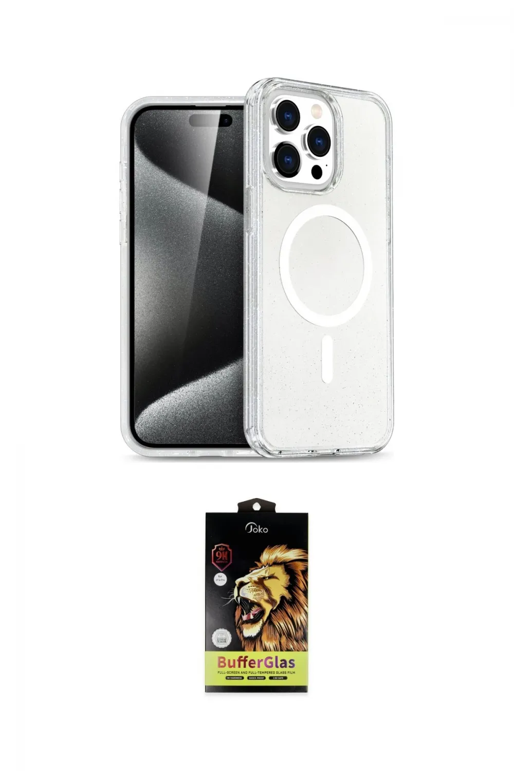 ieg™ iPhone 15 Pro Max Kılıf Nova Asil Prime - Siyah Buffer Cam Ekran Koruyucu