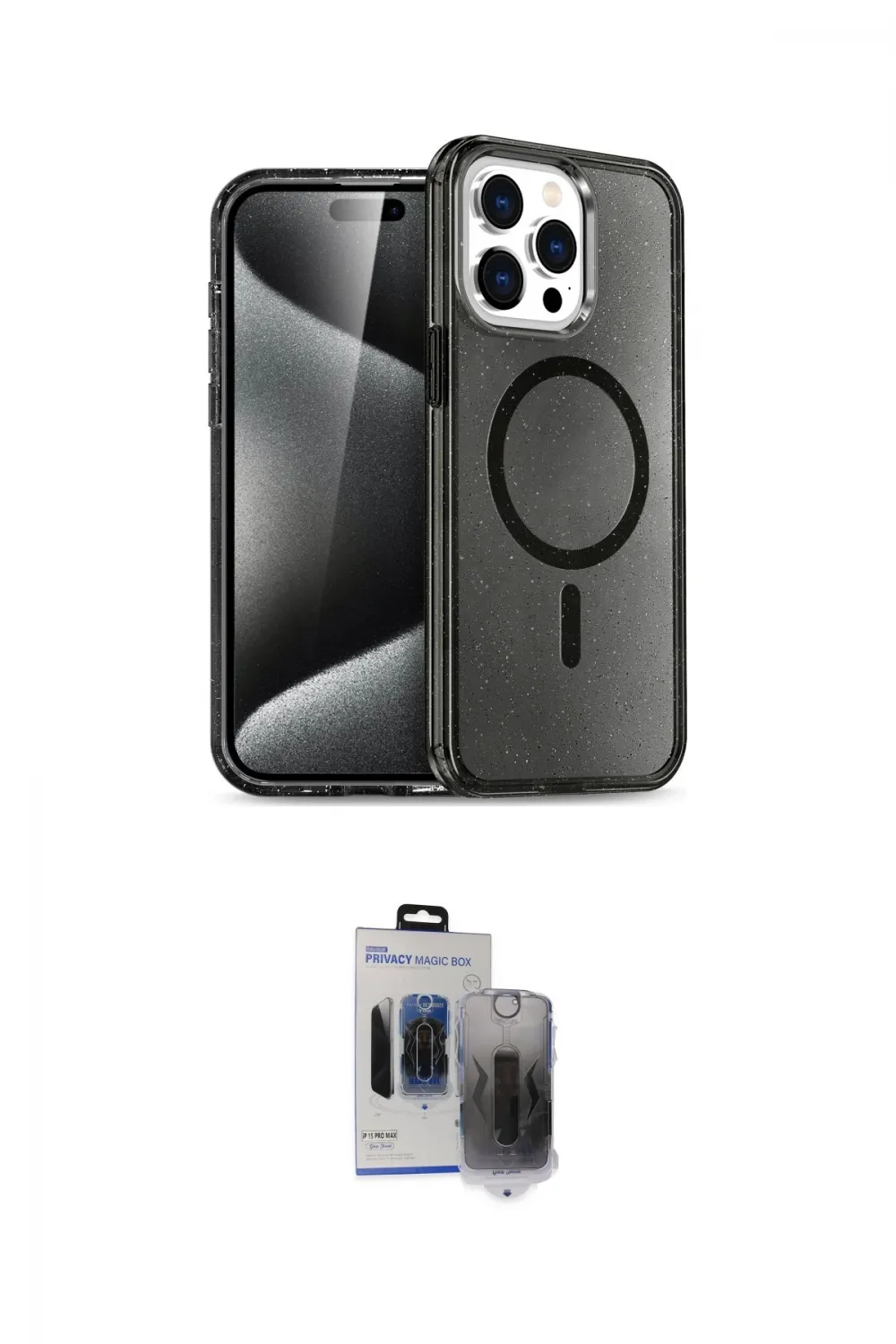 ieg™ iPhone 15 Pro Max Kılıf Nova Asil Prime - Siyah Vanessa Magic Hayalet Cam
