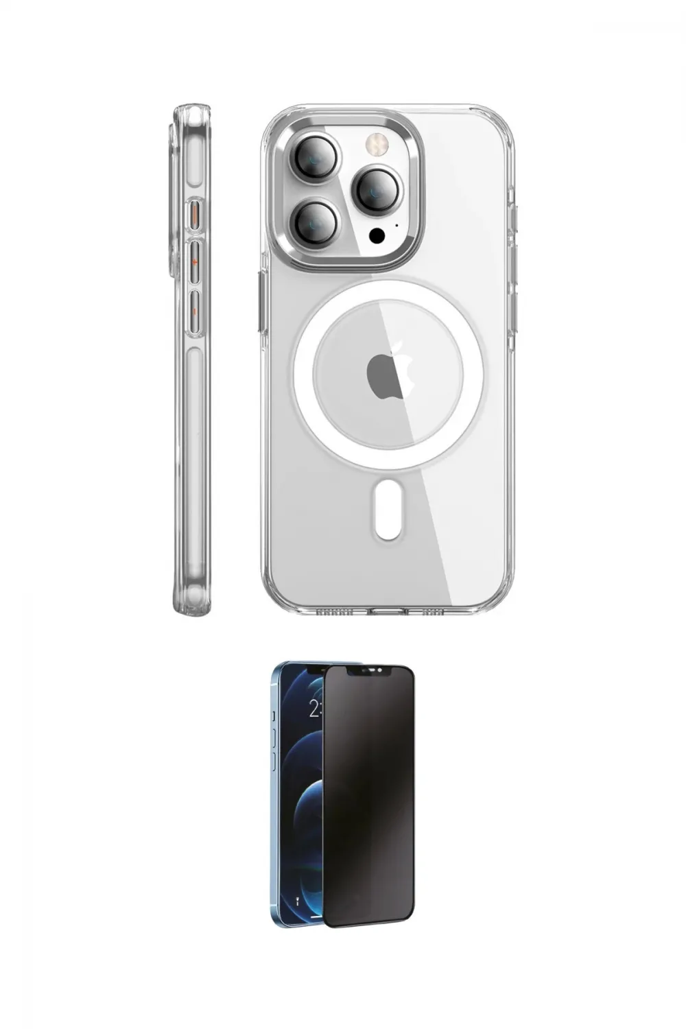 ieg™ iPhone 15 Pro Max Kılıf Nova Doku - Siyah 3D Antistatik Hayalet Cam Ekran Koruyucu