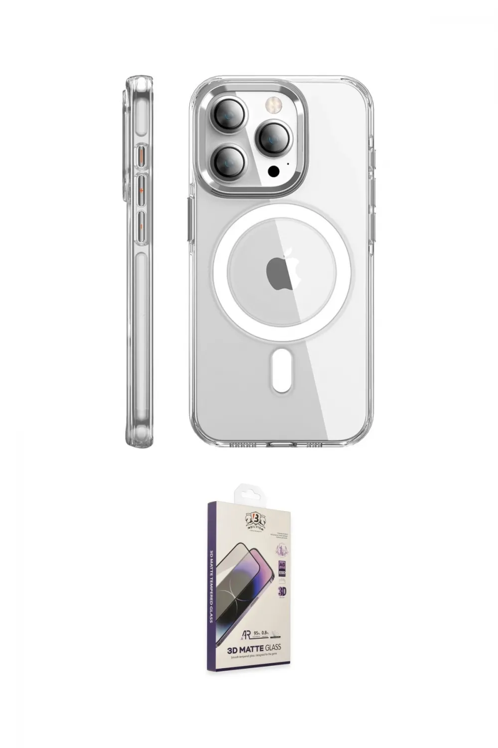 ieg™ iPhone 15 Pro Max Kılıf Nova Doku - Siyah Bilvis 3D Mat Cam Ekran Koruyucu