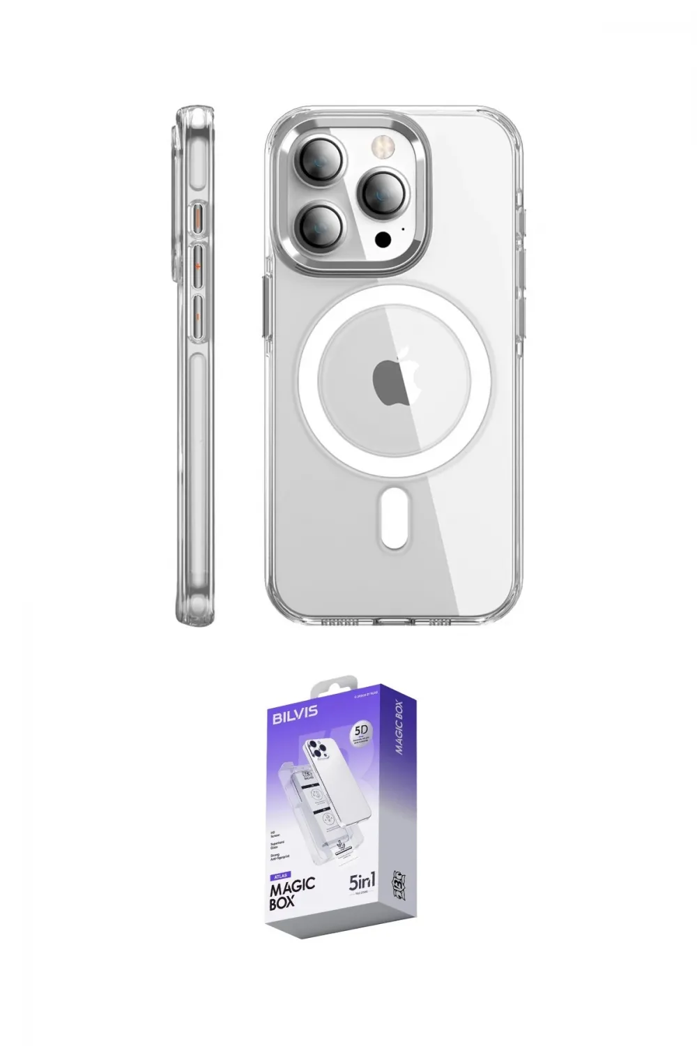 ieg™ iPhone 15 Pro Max Kılıf Nova Doku - Siyah Bilvis 5in1 3D Magic Cam Ekran Koruyucu