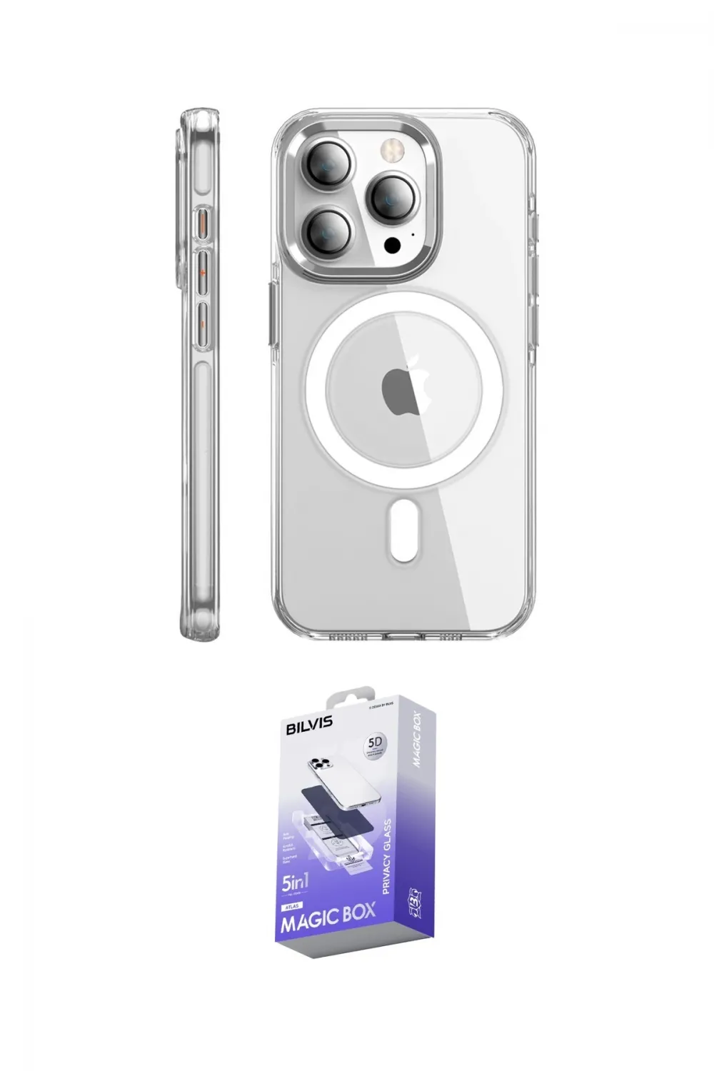 ieg™ iPhone 15 Pro Max Kılıf Nova Doku - Siyah Bilvis 5in1 5D Magic Hayalet Cam Ekran Koruyucu