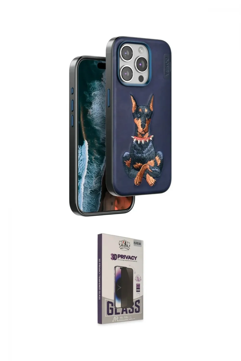 ieg™ iPhone 15 Pro Max Kılıf Nova Form Koleksiyonu - Siyah Bilvis Hayalet Cam Ekran Koruyucu