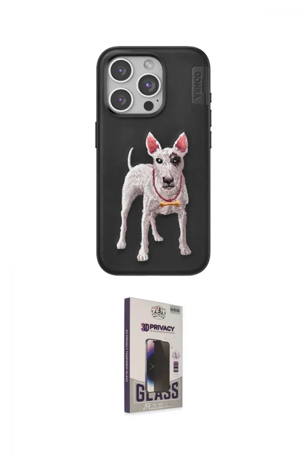 ieg™ iPhone 15 Pro Max Kılıf Nova Form Koleksiyonu - Siyah Bilvis Hayalet Cam Ekran Koruyucu