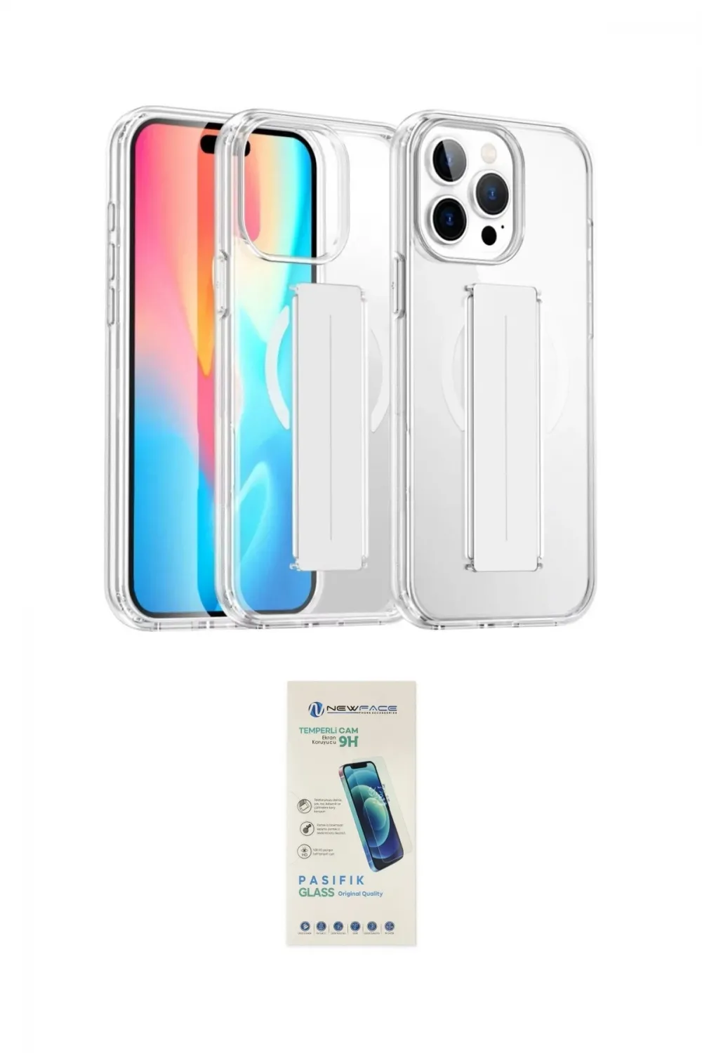 ieg™ iPhone 15 Pro Max Kılıf Nova Işık Koleksiyonu - Şeffaf Pasifik Cam Ekran Koruyucu