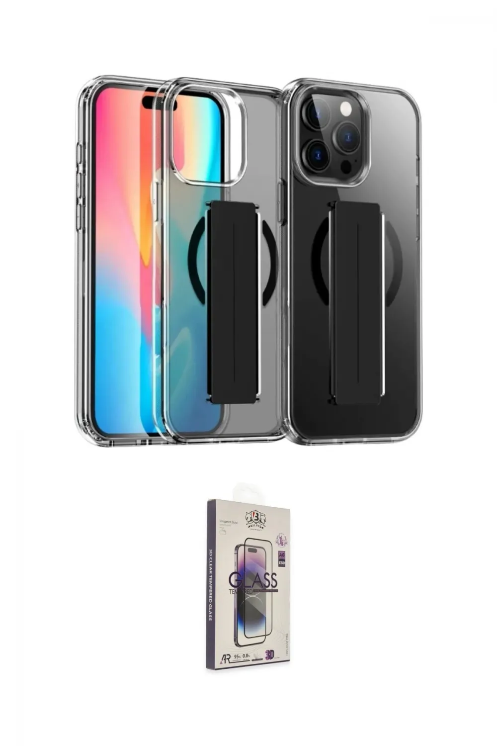 ieg™ iPhone 15 Pro Max Kılıf Nova Işık Koleksiyonu - Siyah Bilvis 3D Cam Ekran Koruyucu