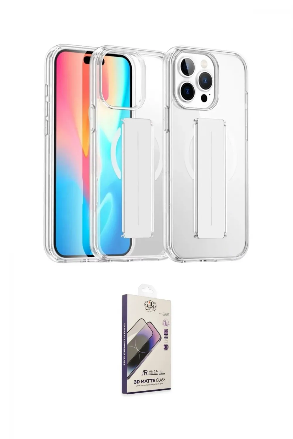 ieg™ iPhone 15 Pro Max Kılıf Nova Işık Koleksiyonu - Siyah Bilvis 3D Mat Cam Ekran Koruyucu