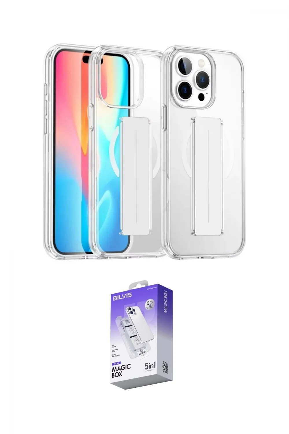 ieg™ iPhone 15 Pro Max Kılıf Nova Işık Koleksiyonu - Siyah Bilvis 5in1 3D Magic Cam Ekran Koruyucu