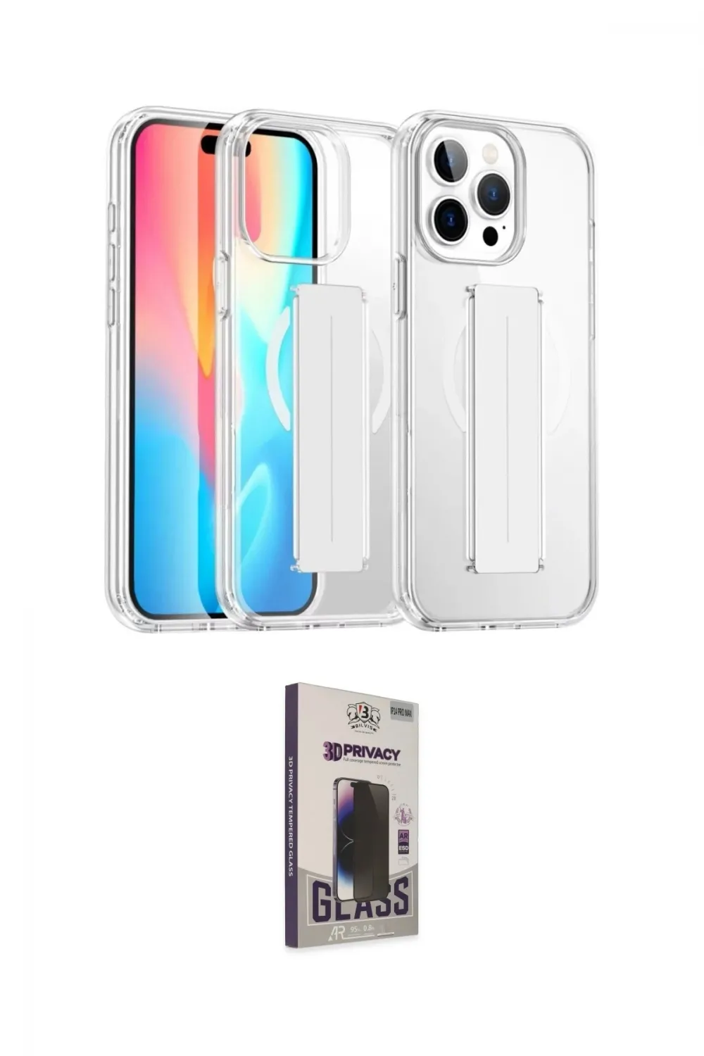 ieg™ iPhone 15 Pro Max Kılıf Nova Işık Koleksiyonu - Siyah Bilvis Hayalet Cam Ekran Koruyucu