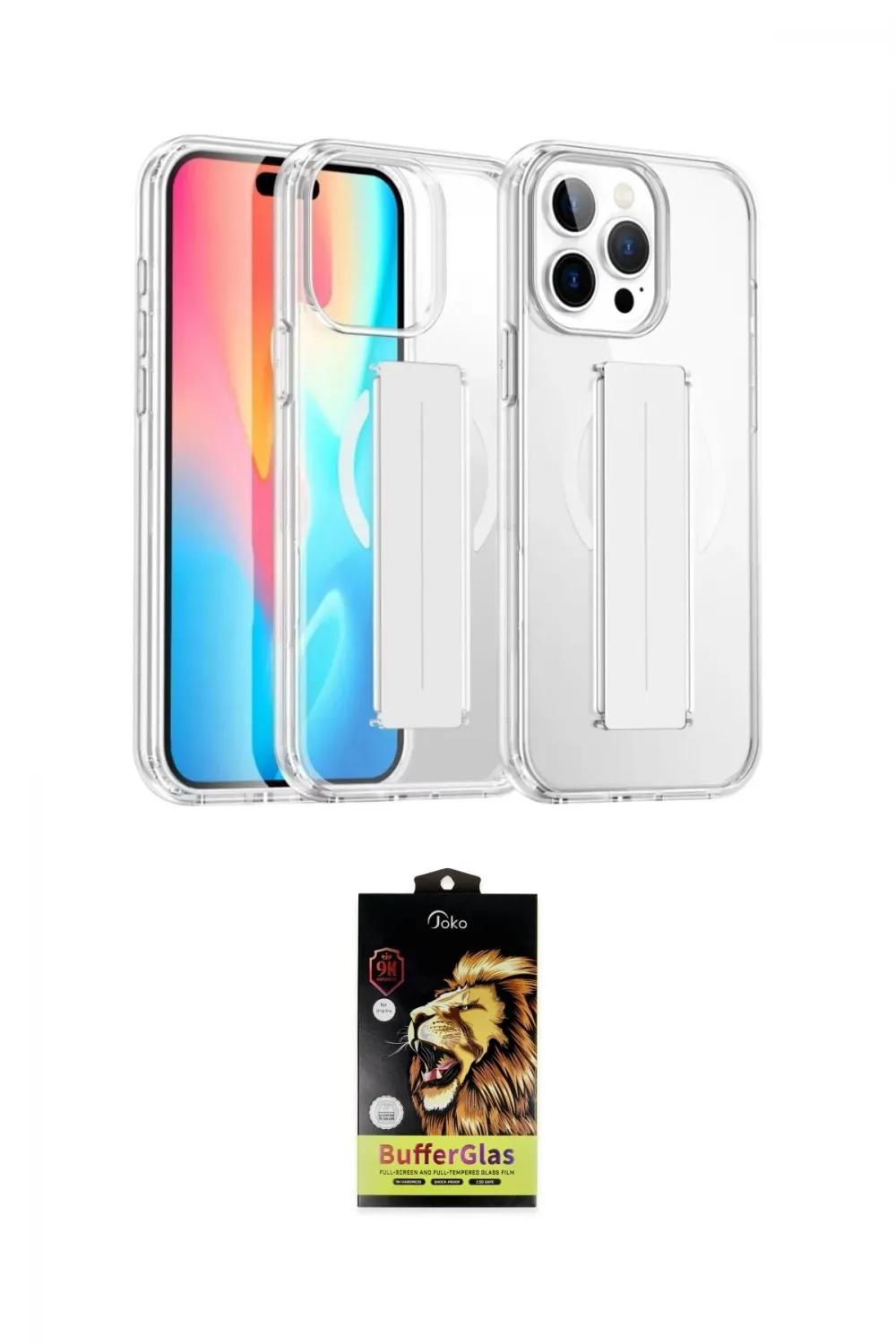 ieg™ iPhone 15 Pro Max Kılıf Nova Işık Koleksiyonu - Siyah Buffer Cam Ekran Koruyucu