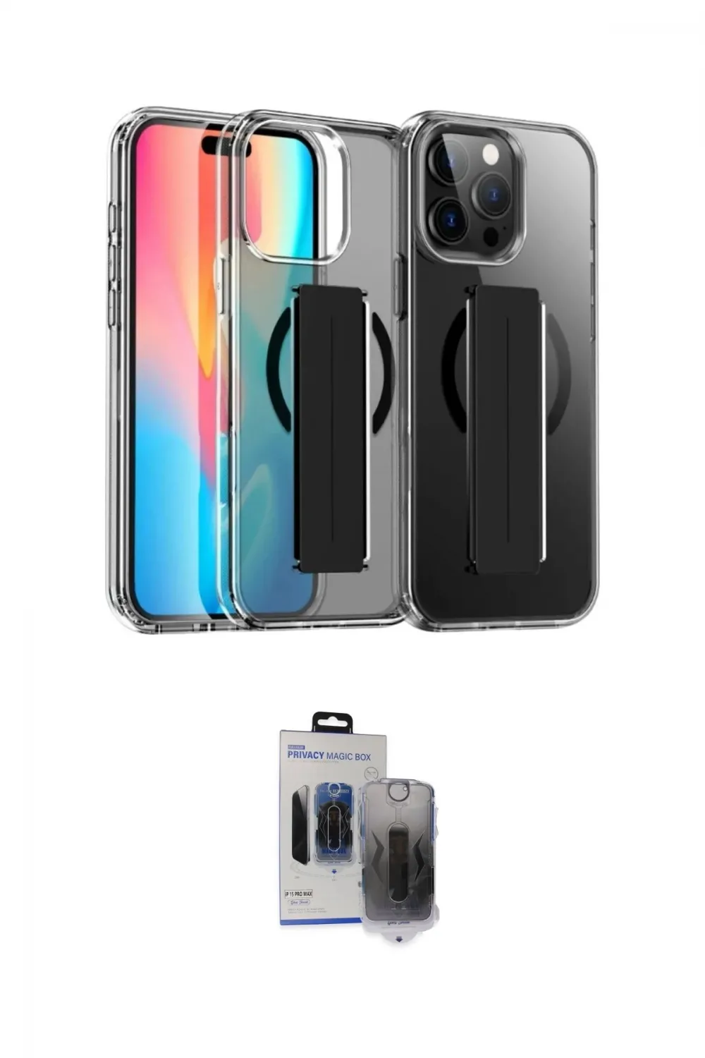 ieg™ iPhone 15 Pro Max Kılıf Nova Işık Koleksiyonu - Siyah Vanessa Magic Hayalet Cam