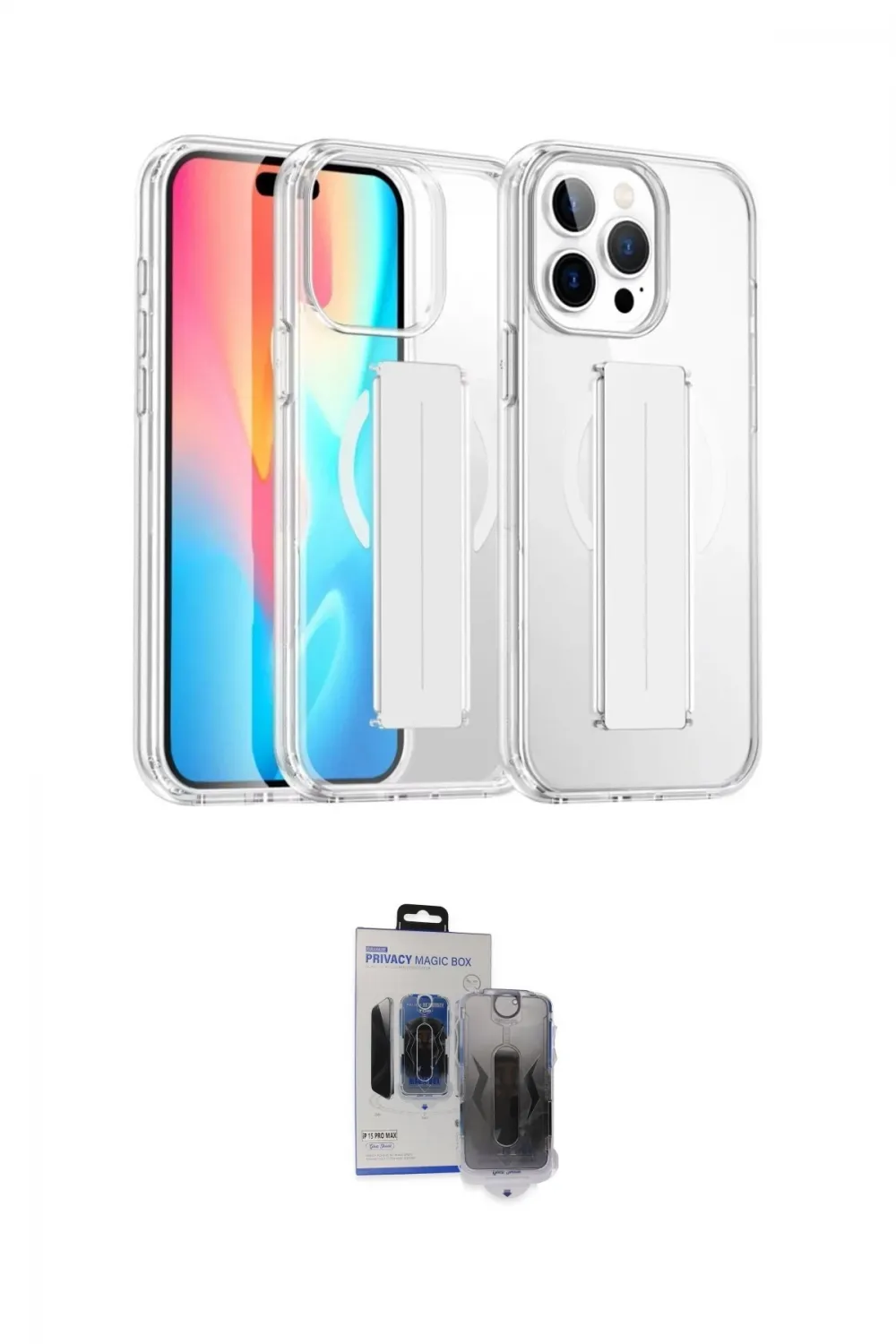 ieg™ iPhone 15 Pro Max Kılıf Nova Işık Koleksiyonu - Siyah Vanessa Magic Hayalet Cam