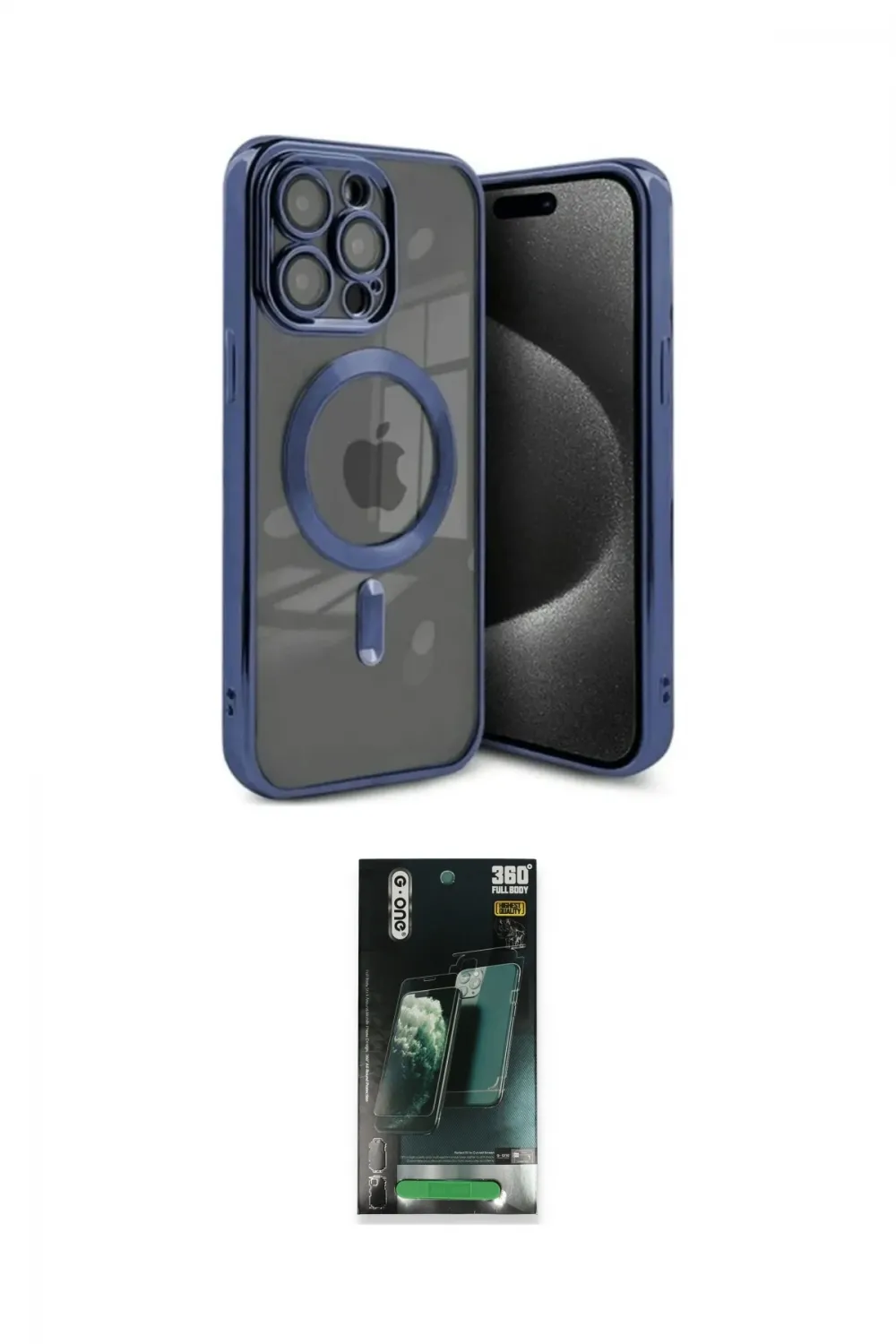 ieg™ iPhone 15 Pro Max Kılıf Nova Işık Özel Seri - Siyah 360 Mat Full Body Arka Koruyucu