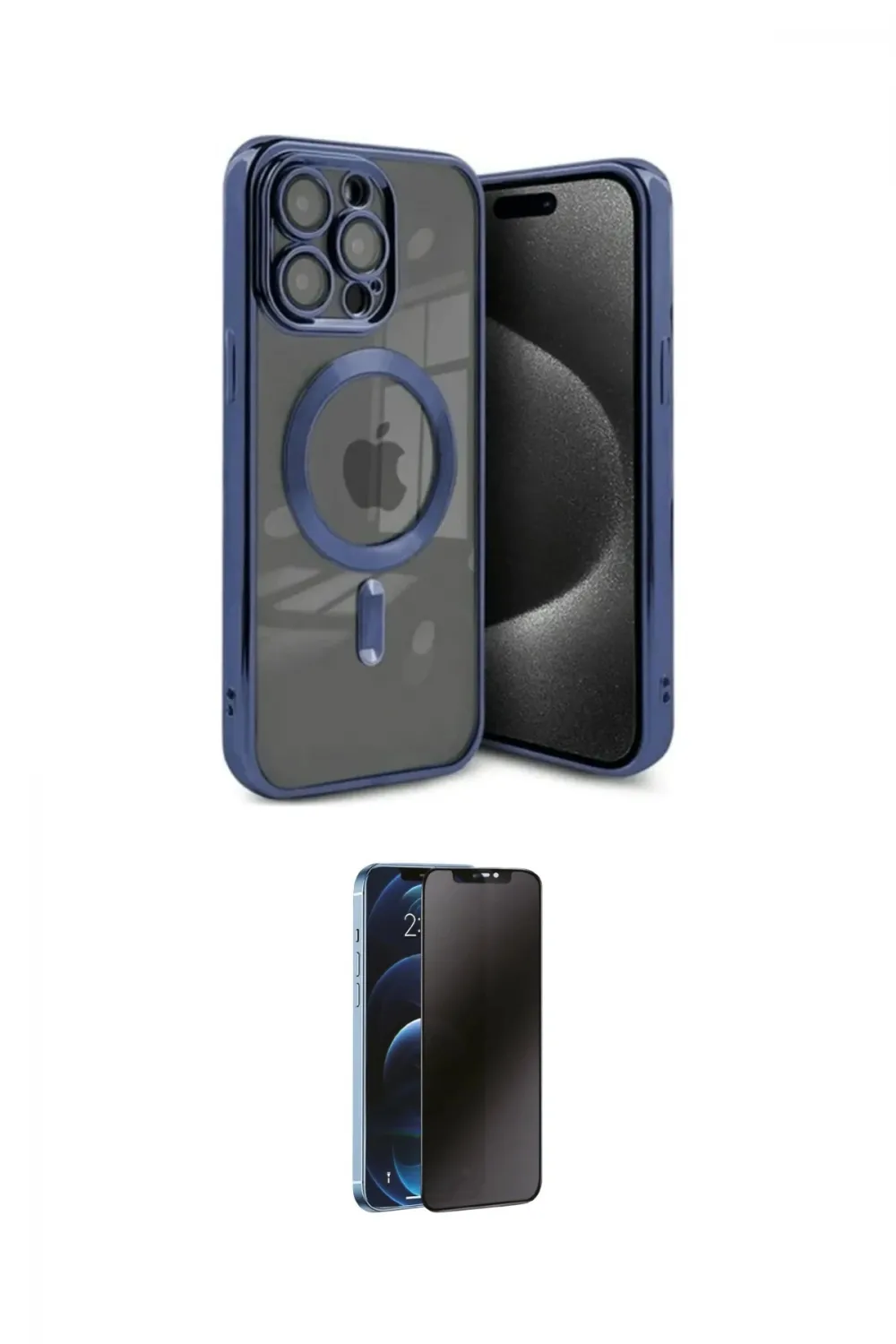 ieg™ iPhone 15 Pro Max Kılıf Nova Işık Özel Seri - Siyah 3D Antistatik Hayalet Cam Ekran Koruyucu