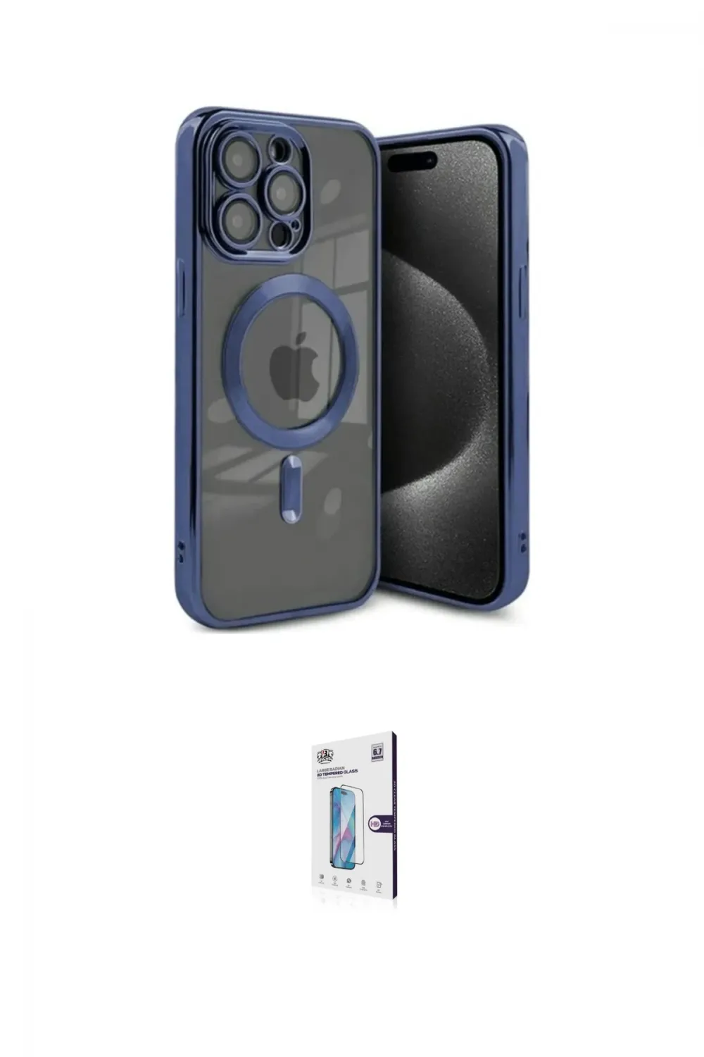 ieg™ iPhone 15 Pro Max Kılıf Nova Işık Özel Seri - Siyah Bilvis 0.18mm Plus Cam Ekran Koruyucu