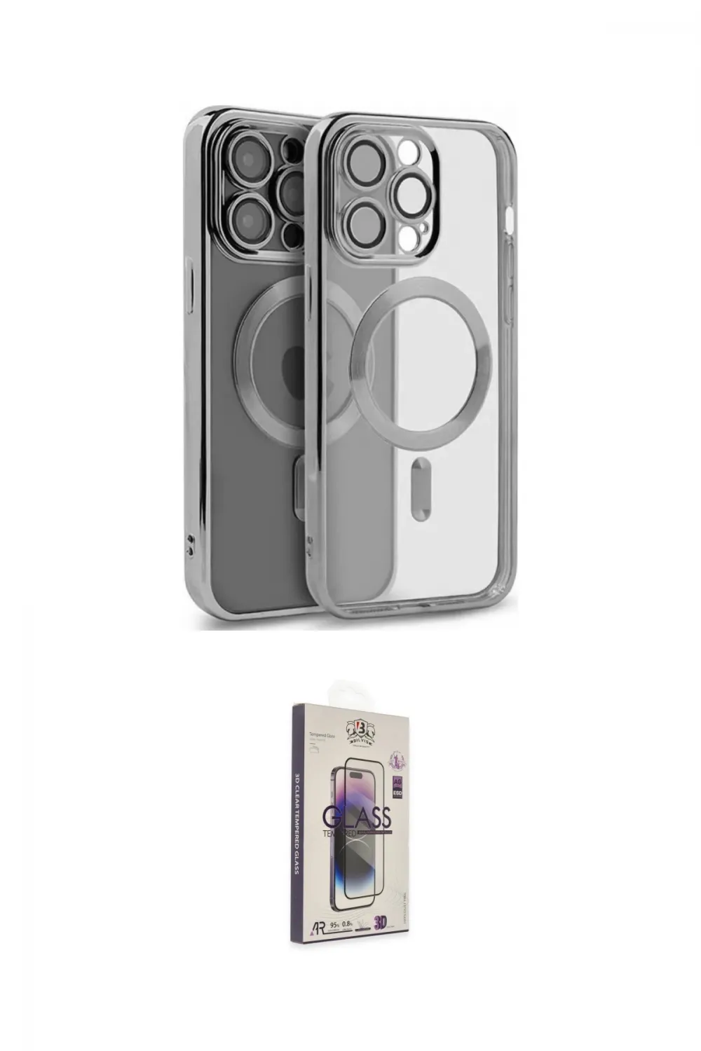 ieg™ iPhone 15 Pro Max Kılıf Nova Işık Özel Seri - Siyah Bilvis 3D Cam Ekran Koruyucu