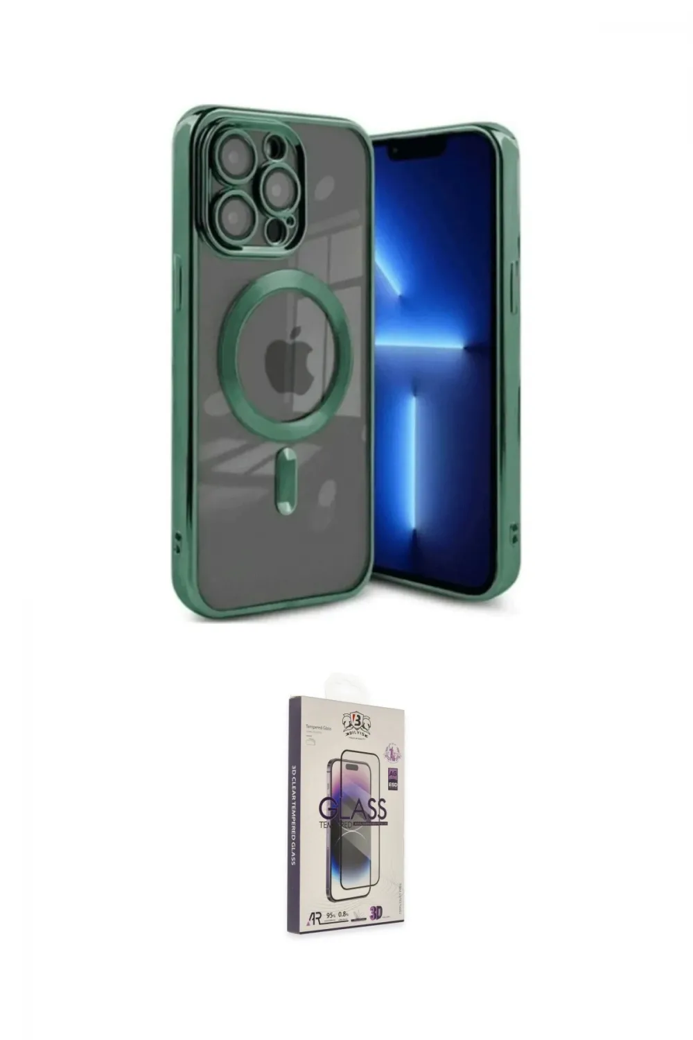 ieg™ iPhone 15 Pro Max Kılıf Nova Işık Özel Seri - Siyah Bilvis 3D Cam Ekran Koruyucu