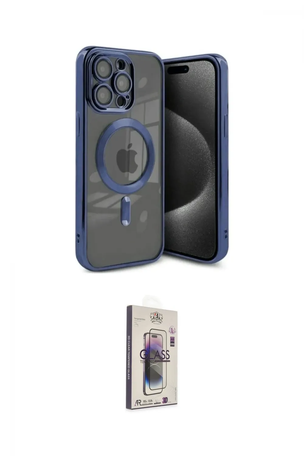 ieg™ iPhone 15 Pro Max Kılıf Nova Işık Özel Seri - Siyah Bilvis 3D Cam Ekran Koruyucu