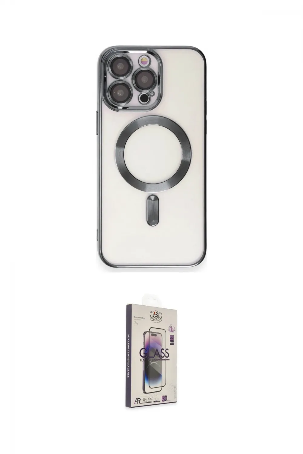 ieg™ iPhone 15 Pro Max Kılıf Nova Işık Özel Seri - Siyah Bilvis 3D Cam Ekran Koruyucu