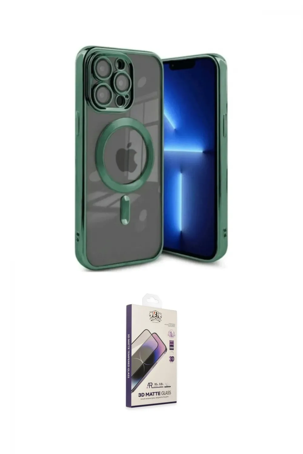 ieg™ iPhone 15 Pro Max Kılıf Nova Işık Özel Seri - Siyah Bilvis 3D Mat Cam Ekran Koruyucu