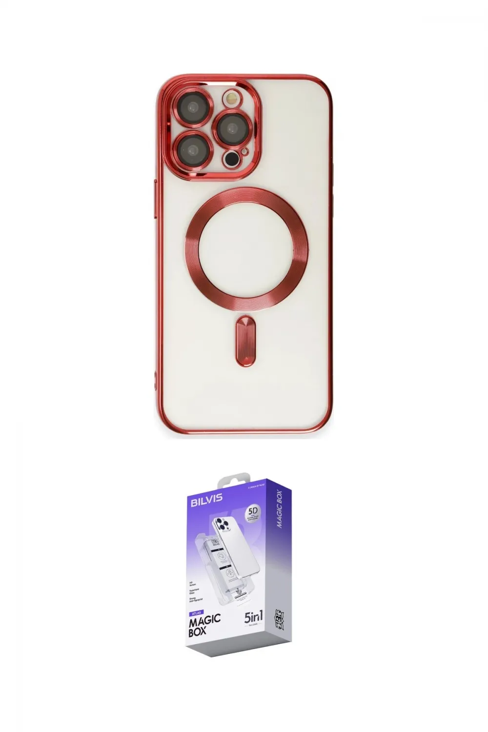ieg™ iPhone 15 Pro Max Kılıf Nova Işık Özel Seri - Siyah Bilvis 5in1 3D Magic Cam Ekran Koruyucu