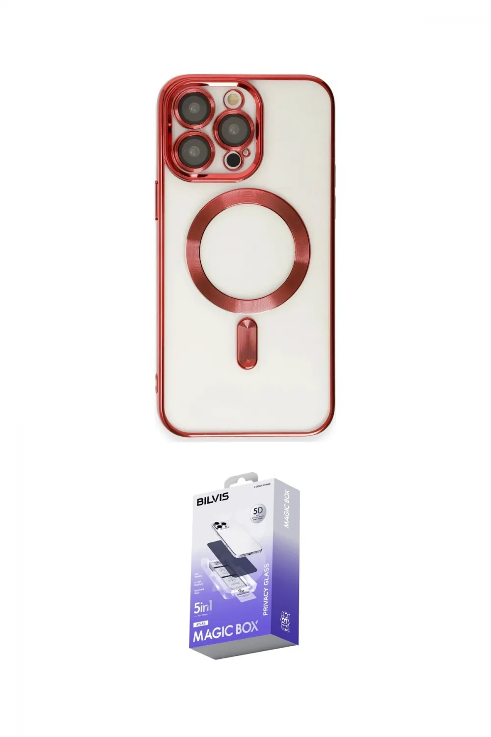 ieg™ iPhone 15 Pro Max Kılıf Nova Işık Özel Seri - Siyah Bilvis 5in1 5D Magic Hayalet Cam Ekran Koruyucu