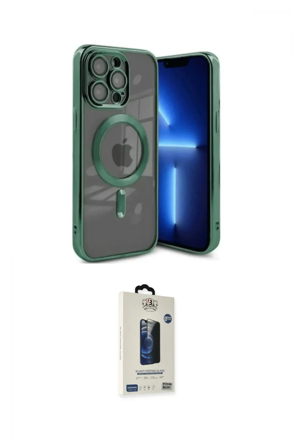 ieg™ iPhone 15 Pro Max Kılıf Nova Işık Özel Seri - Siyah Bilvis Hayalet Cam Ekran Koruyucu