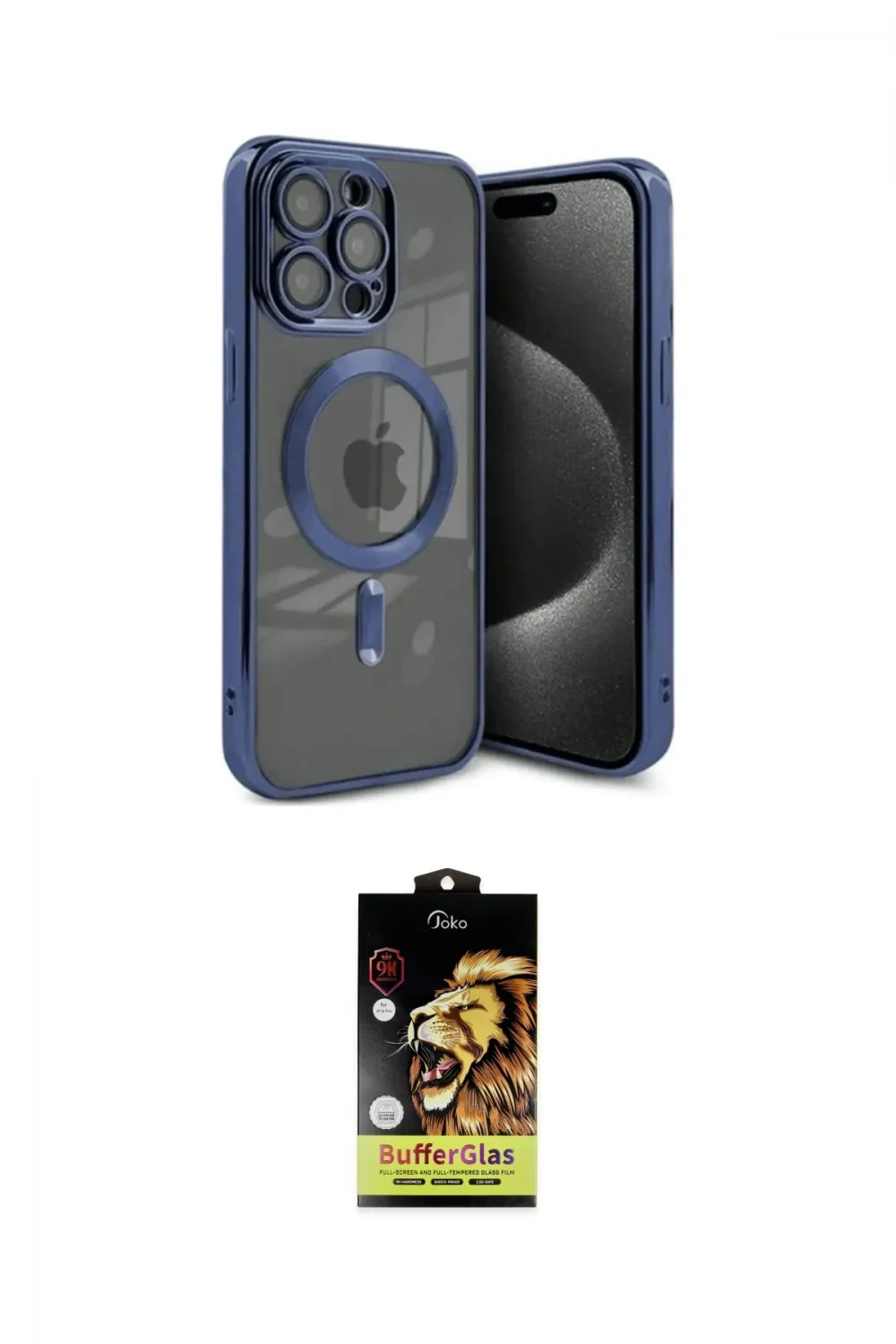 ieg™ iPhone 15 Pro Max Kılıf Nova Işık Özel Seri - Siyah Buffer Cam Ekran Koruyucu