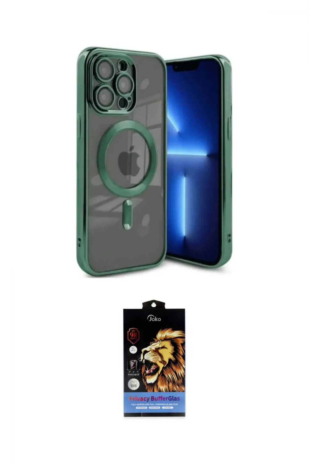 ieg™ iPhone 15 Pro Max Kılıf Nova Işık Özel Seri - Siyah Buffer Hayalet Cam Ekran Koruyucu