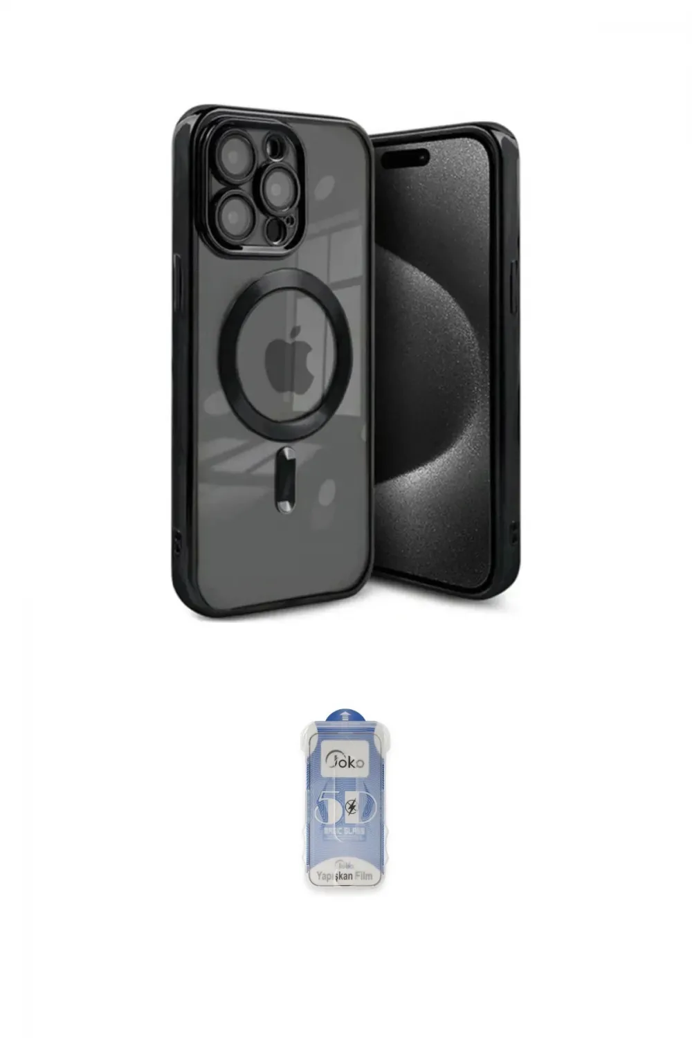 ieg™ iPhone 15 Pro Max Kılıf Nova Işık Özel Seri - Siyah Joko Magic 5D Cam