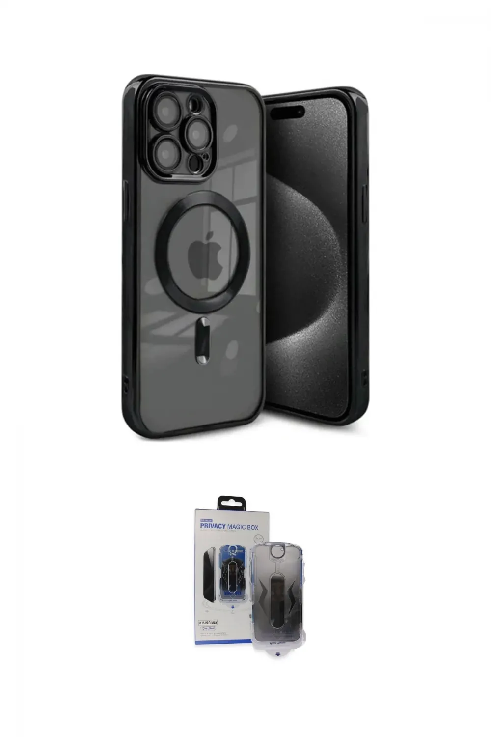 ieg™ iPhone 15 Pro Max Kılıf Nova Işık Özel Seri - Siyah Vanessa Magic Hayalet Cam