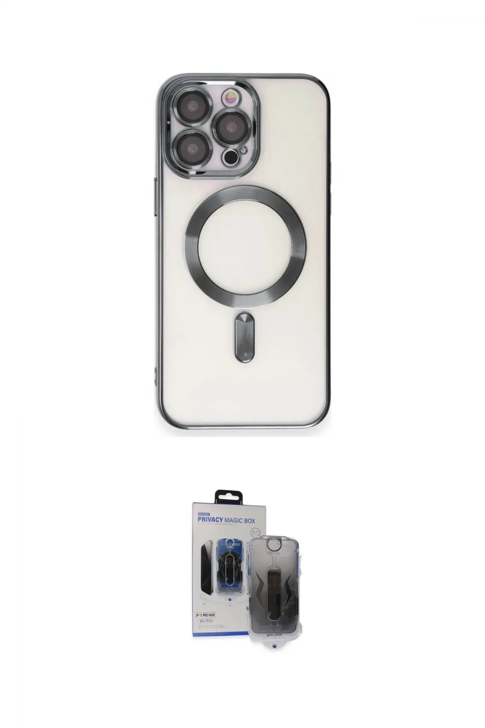 ieg™ iPhone 15 Pro Max Kılıf Nova Işık Özel Seri - Siyah Vanessa Magic Hayalet Cam