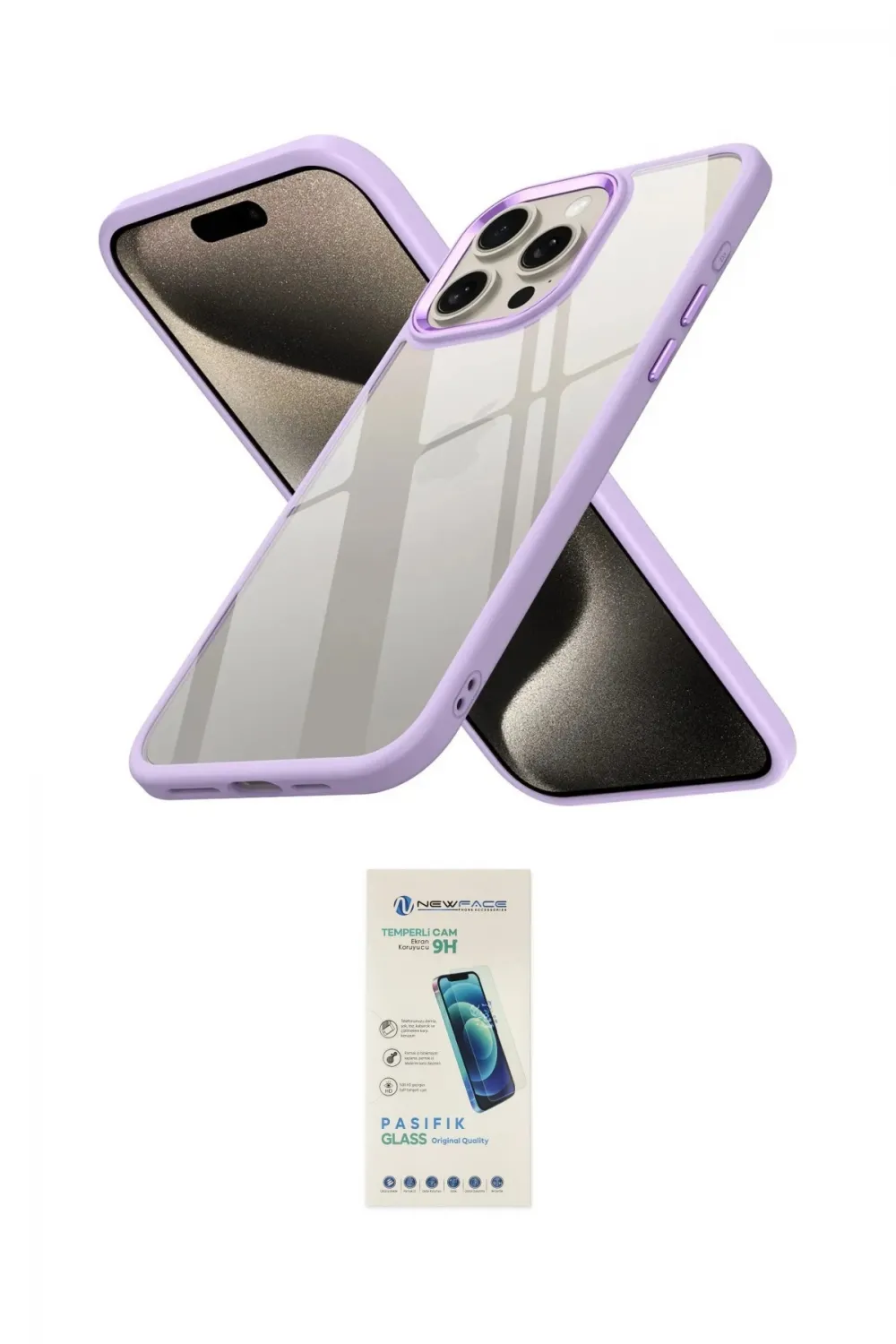 ieg™ iPhone 15 Pro Max Kılıf Nova Işık Serisi - Şeffaf Pasifik Cam Ekran Koruyucu