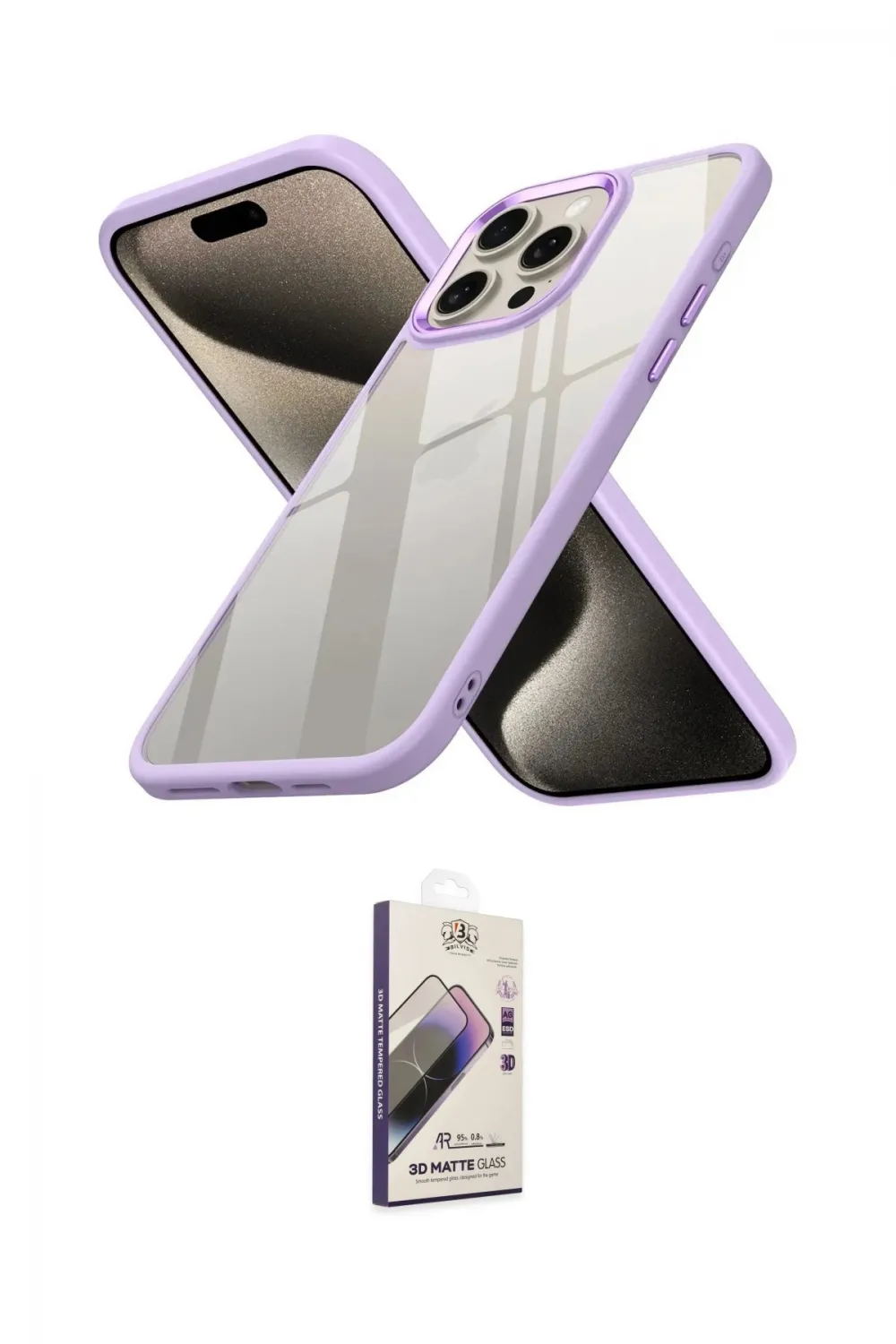 ieg™ iPhone 15 Pro Max Kılıf Nova Işık Serisi - Siyah Bilvis 3D Mat Cam Ekran Koruyucu