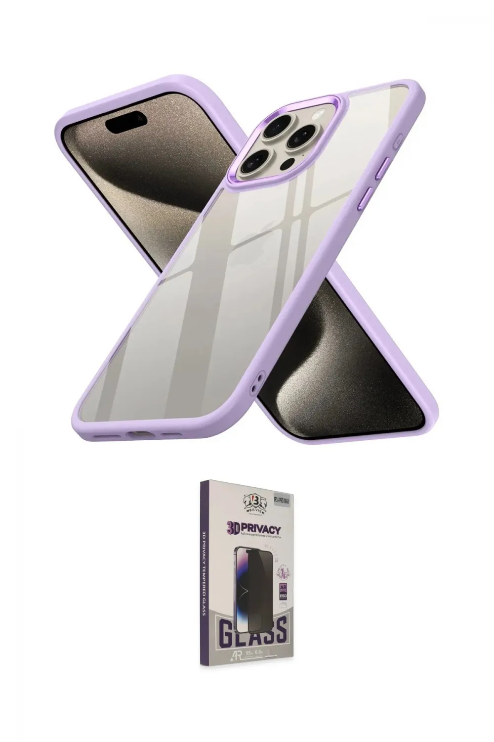 ieg™ iPhone 15 Pro Max Kılıf Nova Işık Serisi - Siyah Bilvis Hayalet Cam Ekran Koruyucu