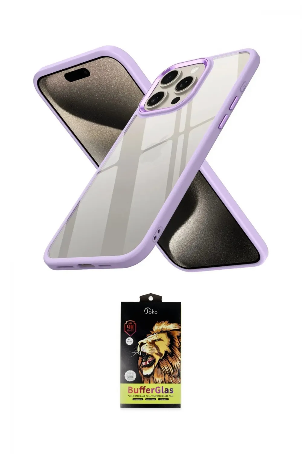 ieg™ iPhone 15 Pro Max Kılıf Nova Işık Serisi - Siyah Buffer Cam Ekran Koruyucu