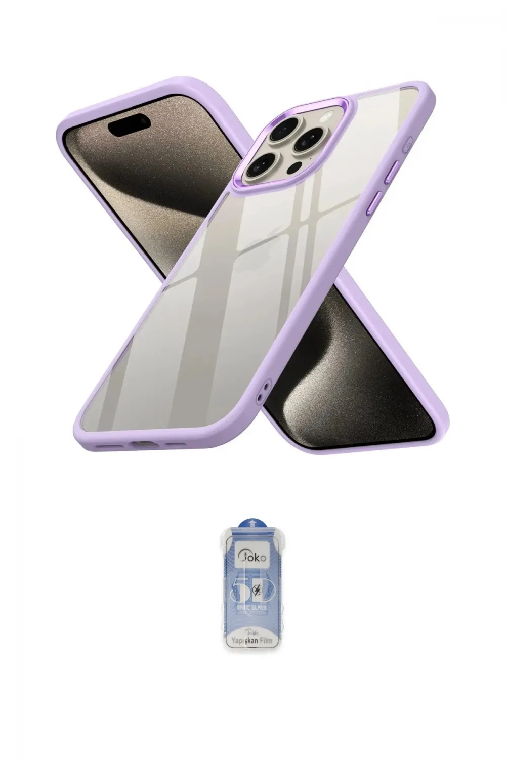 ieg™ iPhone 15 Pro Max Kılıf Nova Işık Serisi - Siyah Joko Magic 5D Cam