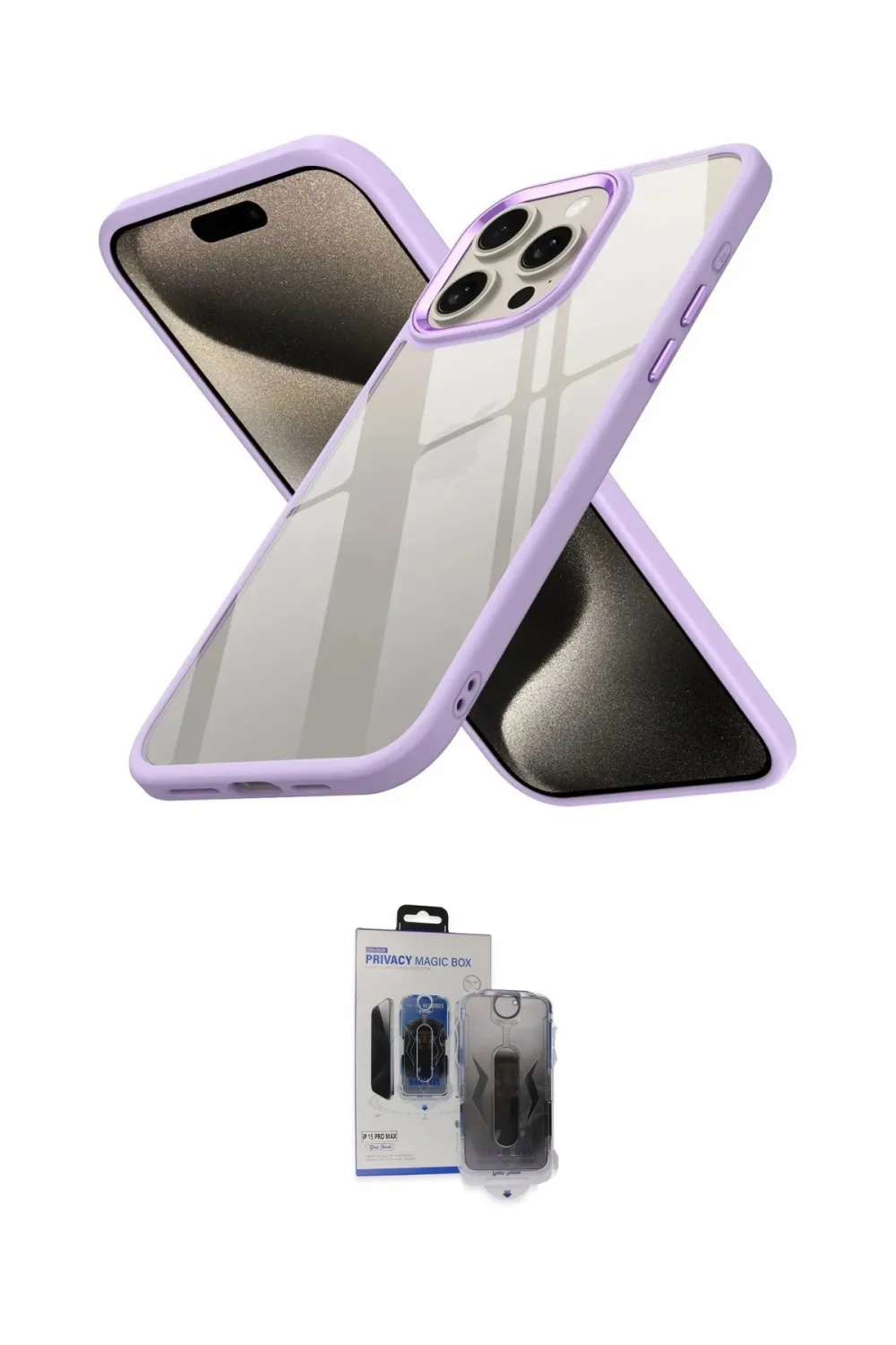 ieg™ iPhone 15 Pro Max Kılıf Nova Işık Serisi - Siyah Vanessa Magic Hayalet Cam