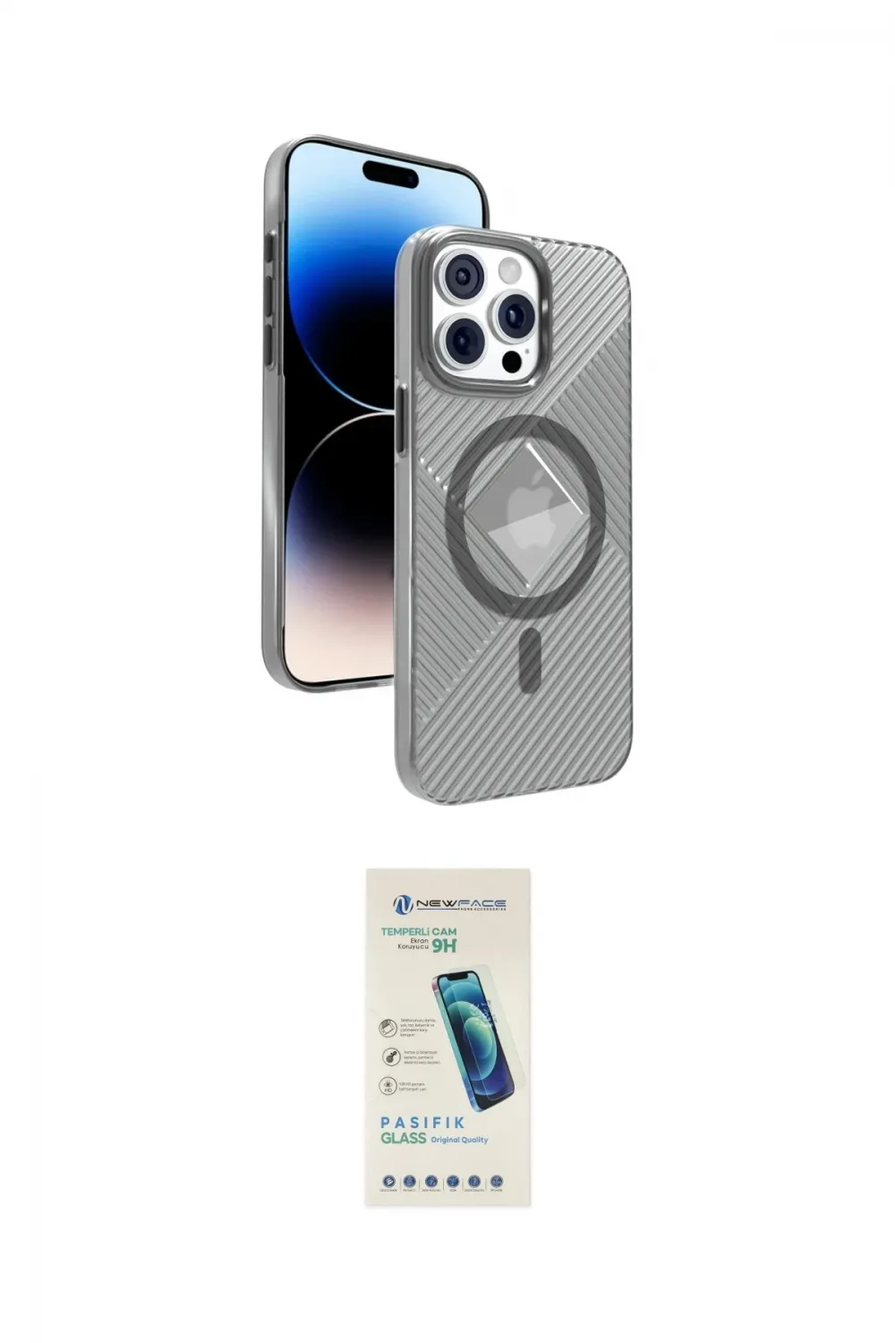 ieg™ iPhone 15 Pro Max Kılıf Nova Modern Prime - Şeffaf Pasifik Cam Ekran Koruyucu
