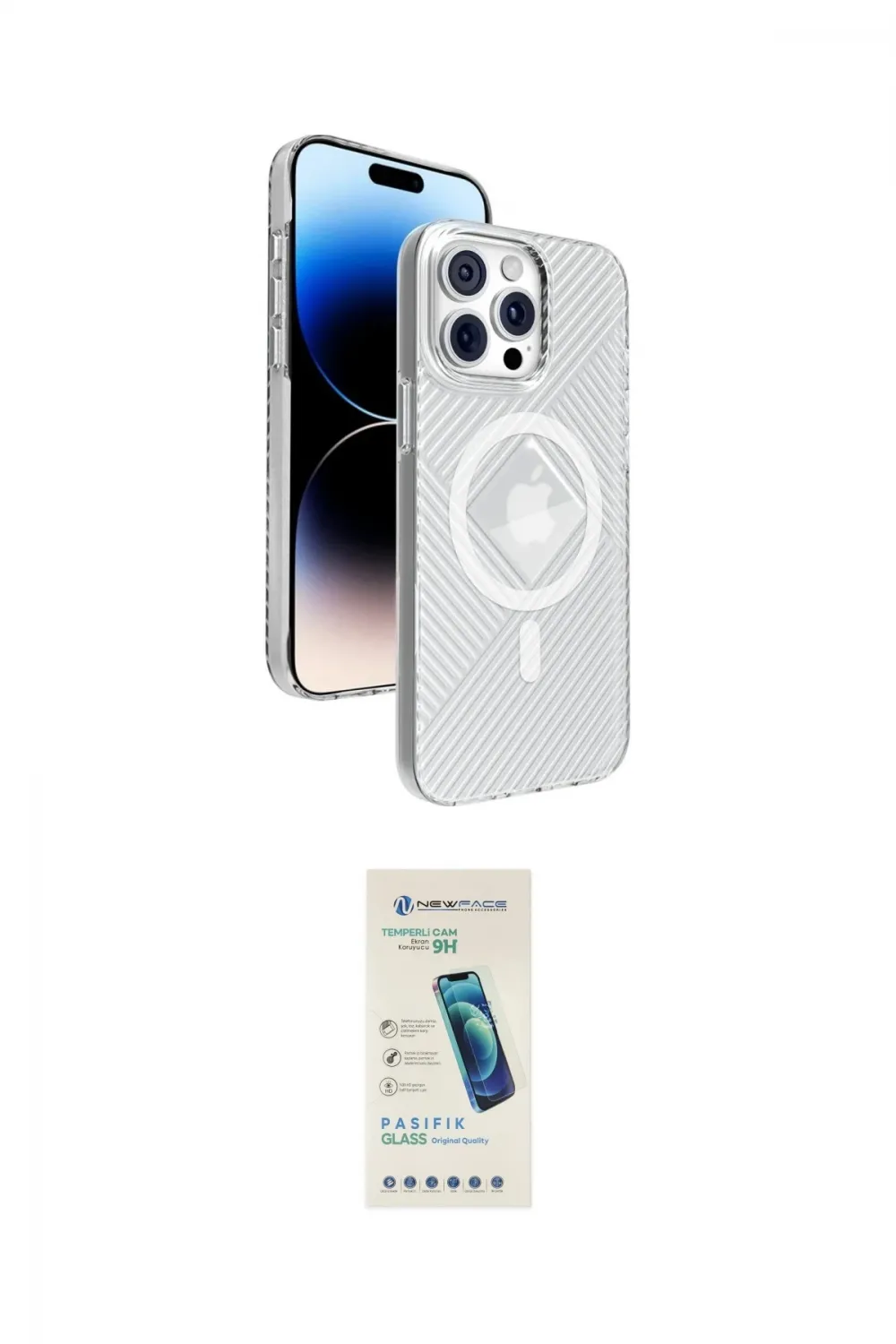 ieg™ iPhone 15 Pro Max Kılıf Nova Modern Prime - Şeffaf Pasifik Cam Ekran Koruyucu