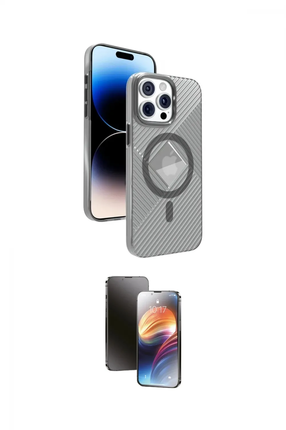 ieg™ iPhone 15 Pro Max Kılıf Nova Modern Prime - Siyah 3D Antistatik Mat Seramik Nano Ekran Koruyucu