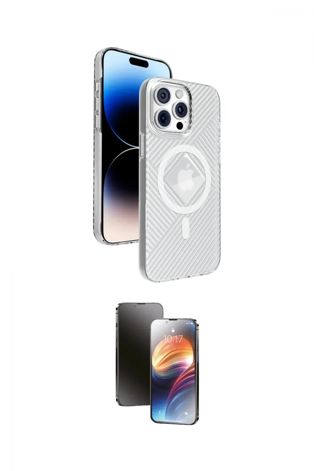 ieg™ iPhone 15 Pro Max Kılıf Nova Modern Prime - Siyah 3D Antistatik Mat Seramik Nano Ekran Koruyucu
