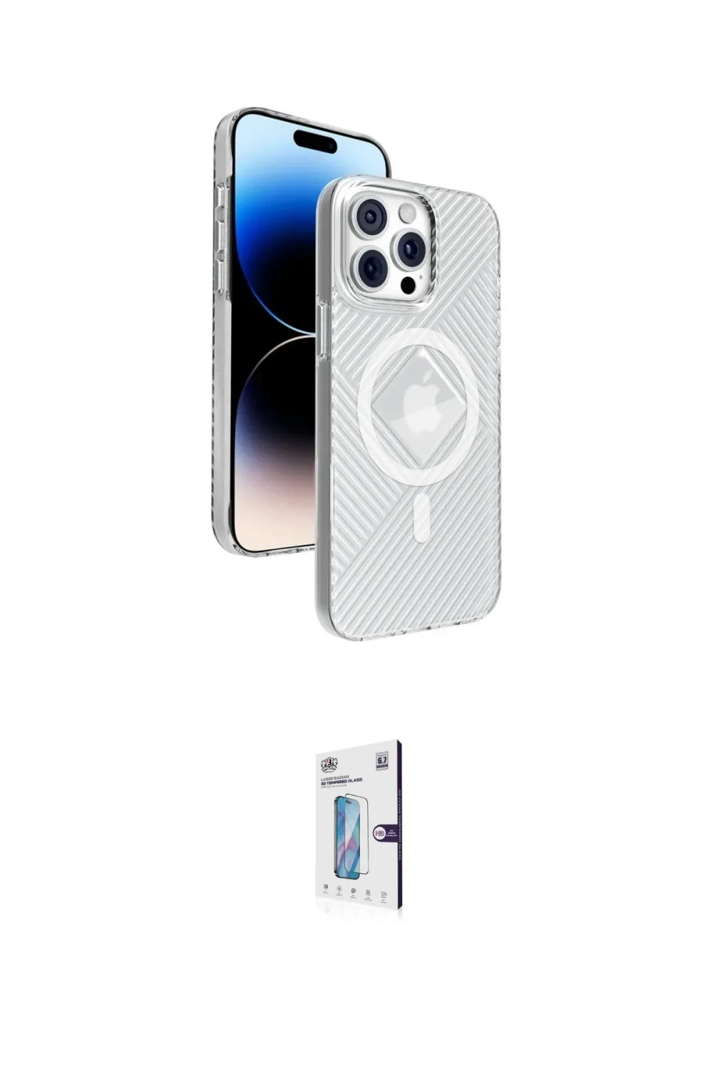ieg™ iPhone 15 Pro Max Kılıf Nova Modern Prime - Siyah Bilvis 0.18mm Plus Cam Ekran Koruyucu