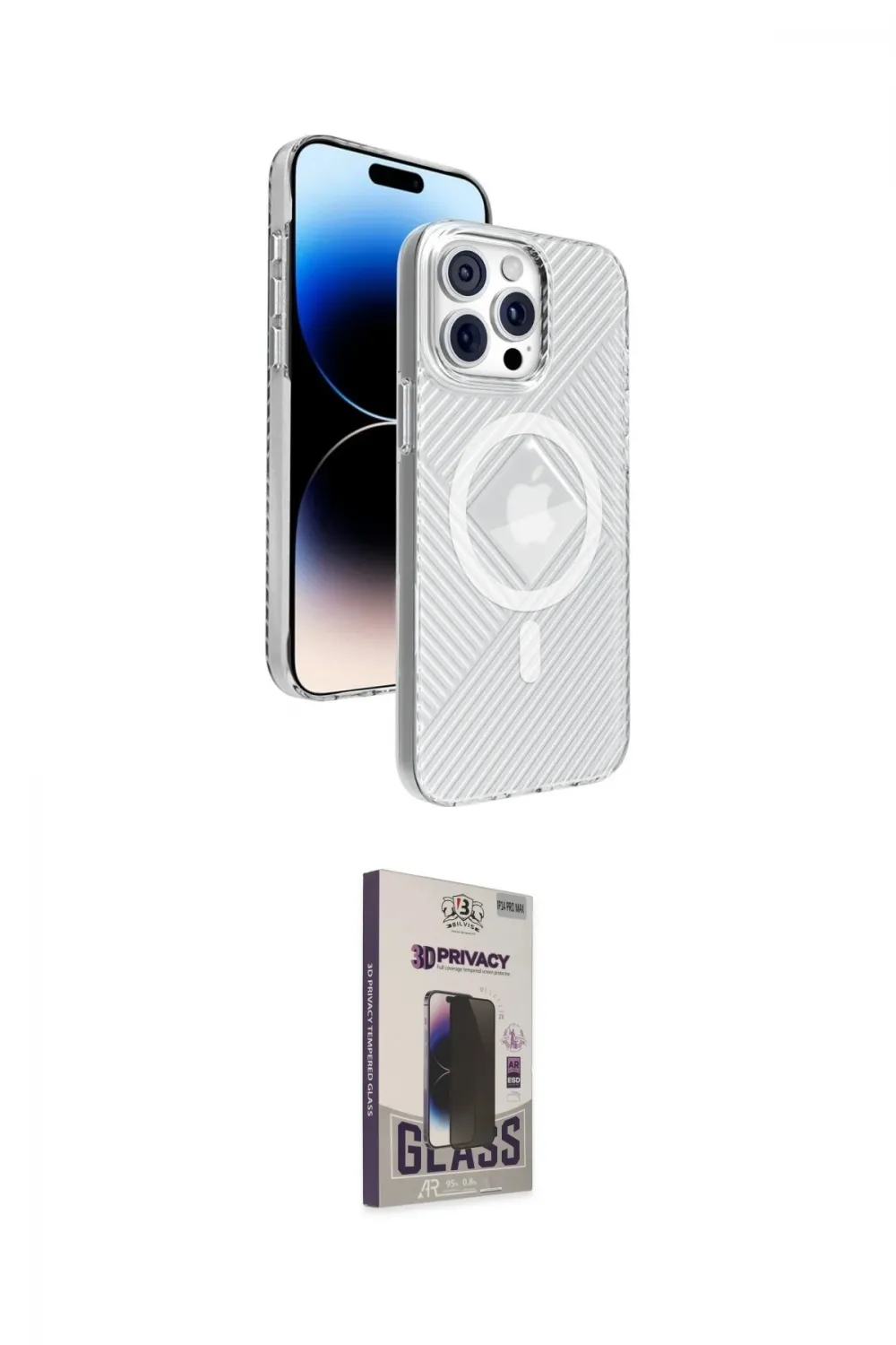 ieg™ iPhone 15 Pro Max Kılıf Nova Modern Prime - Siyah Bilvis Hayalet Cam Ekran Koruyucu