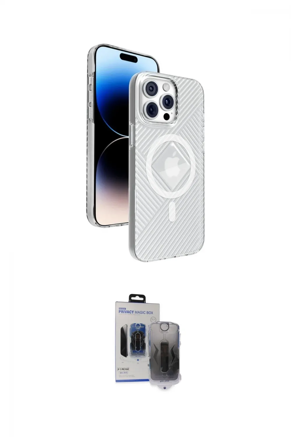 ieg™ iPhone 15 Pro Max Kılıf Nova Modern Prime - Siyah Vanessa Magic Hayalet Cam